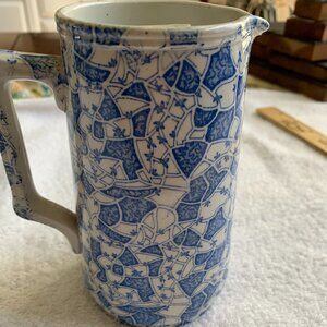 Vintage blue and white mosaic design pitcher W&Co